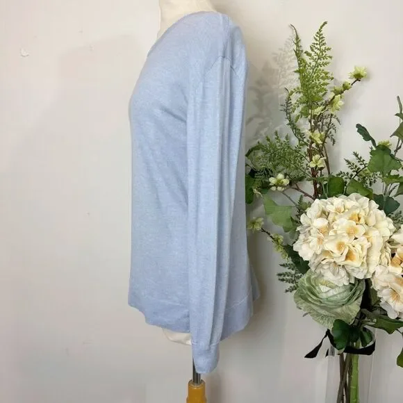 MAGASCHONI | blue tissue weight knit top | large | cashmere blend - Picture 3 of 9